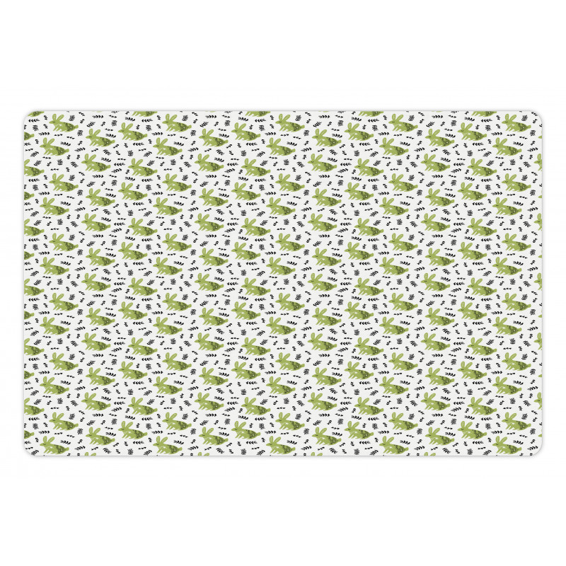 Bunnies with Floral Motifs Pet Mat