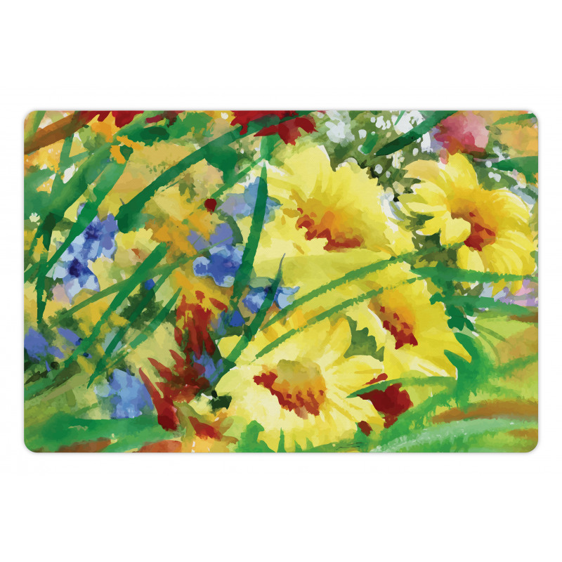 Watercolor Flower Field Pet Mat