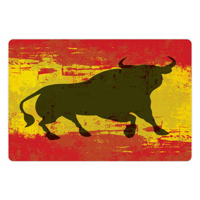 Bull Silhouette on Flag Pet Mat