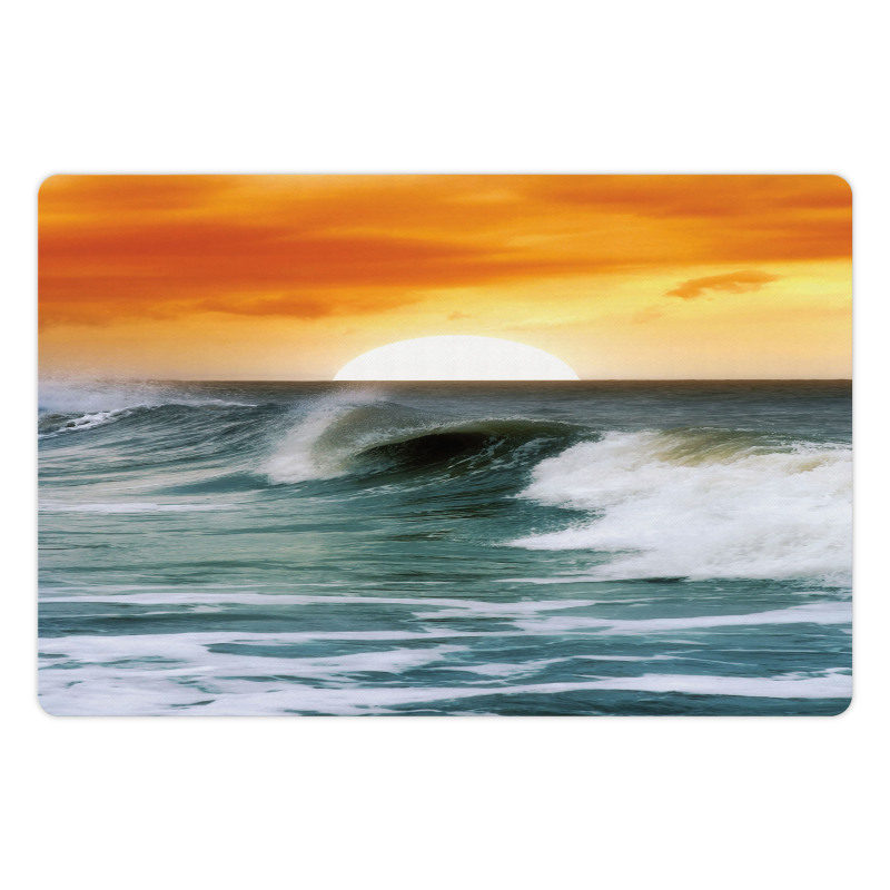 Sunset over Wavy Ocean Pet Mat