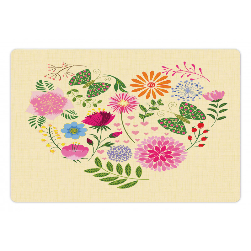 Colorful Flowers Butterflies Pet Mat