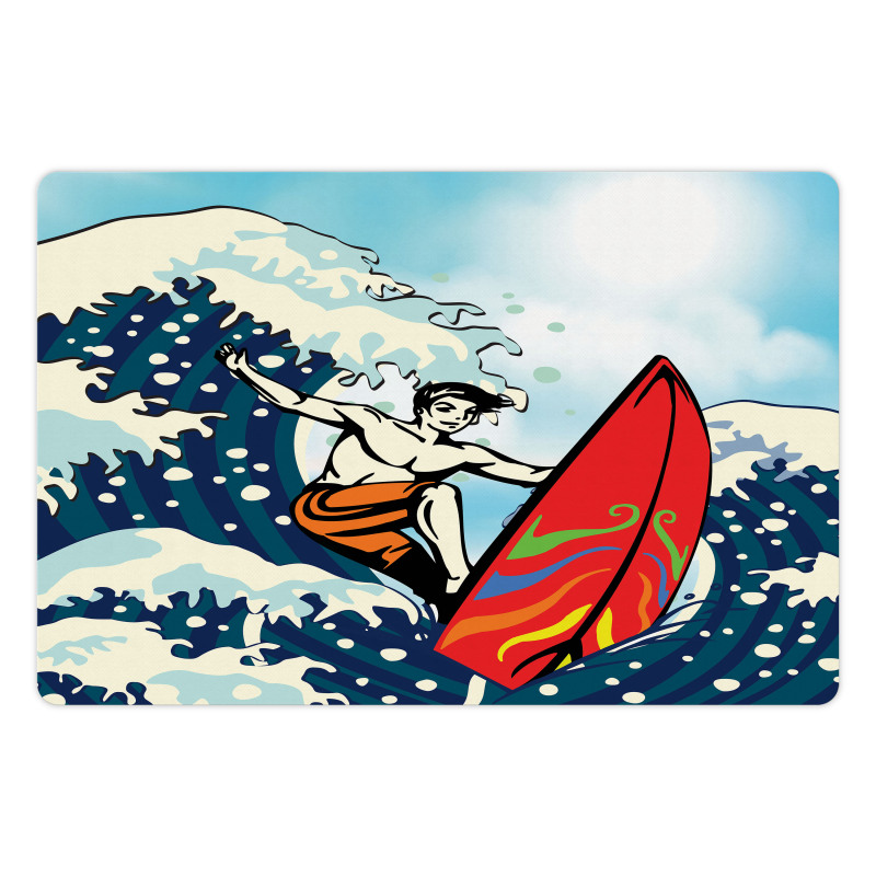 Summer Cartoon Surfing Boy Pet Mat