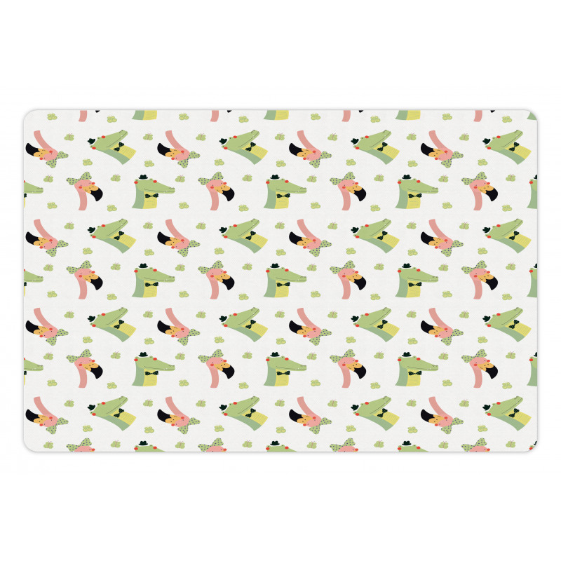 Crocodile Flamingo Doodle Pet Mat