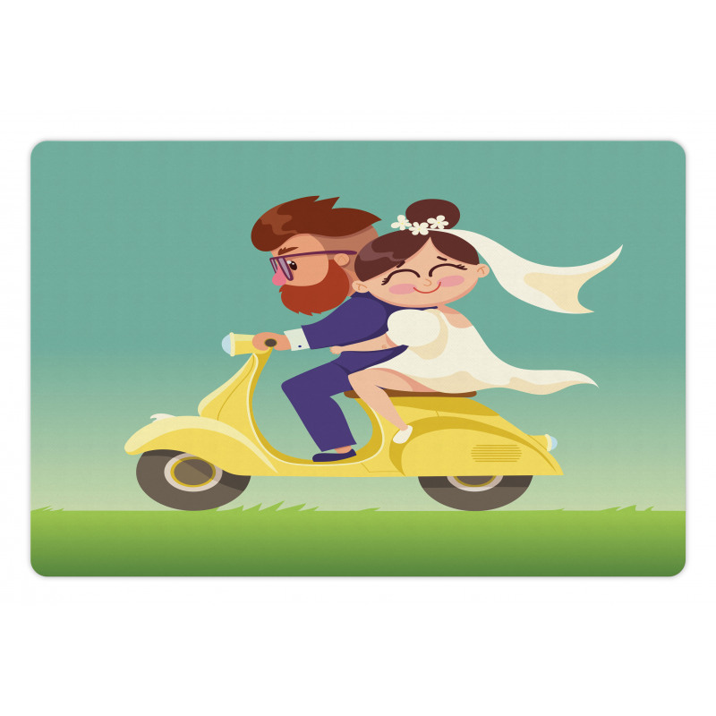 Happy Newlyweds on a Scooter Pet Mat