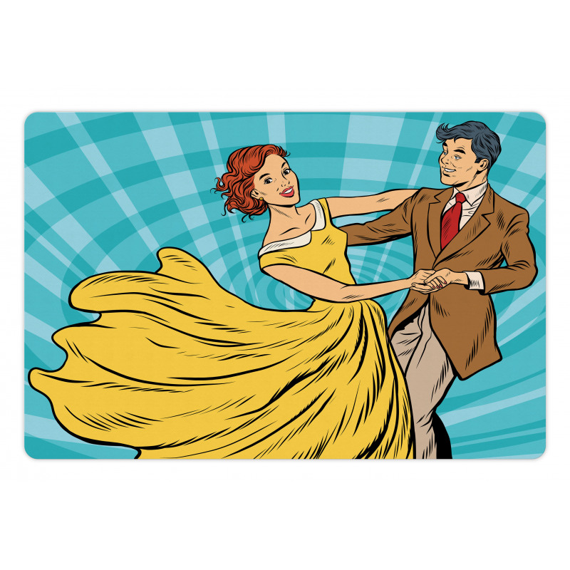 Dancing Romantic Retro Couple Pet Mat