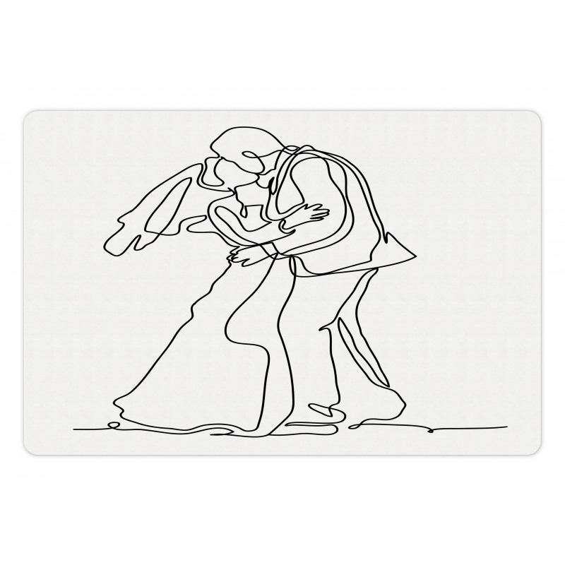 Kissing Romantic Couple Sketch Pet Mat