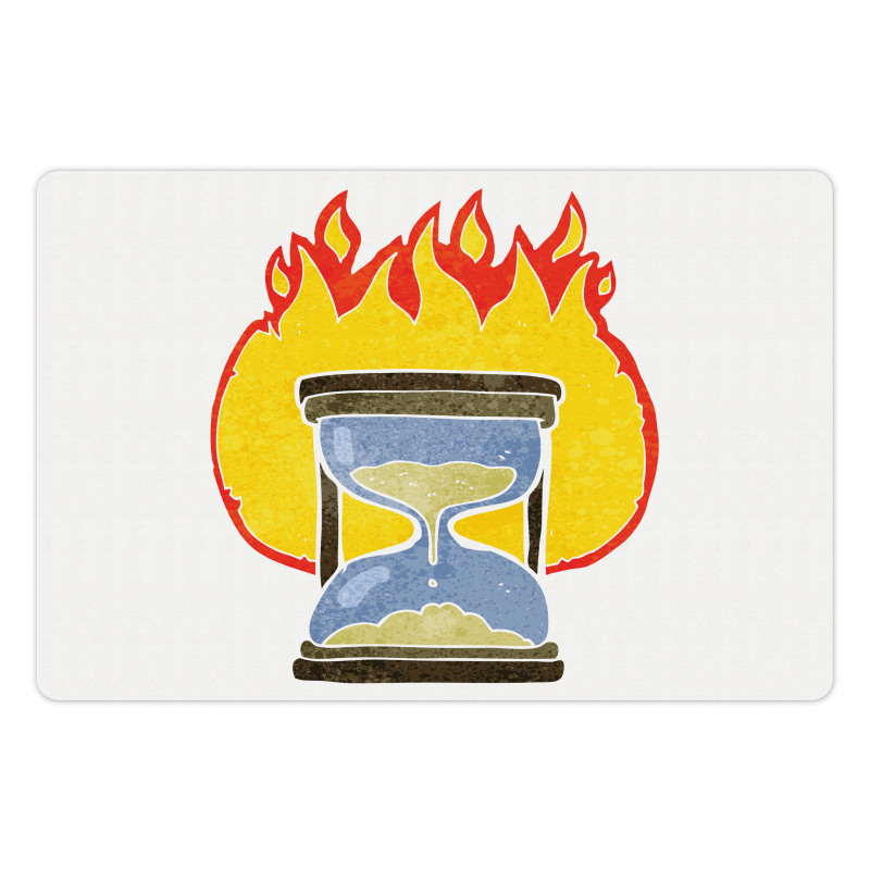 Retro Hourglass on Fire Pet Mat