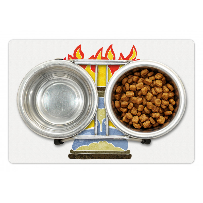 Retro Hourglass on Fire Pet Mat