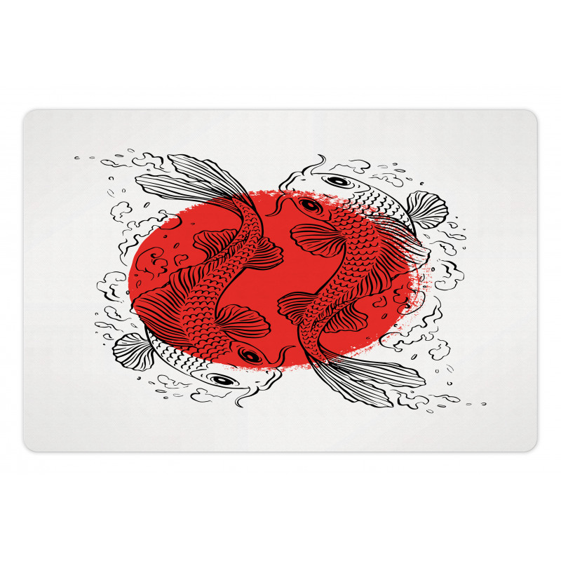 Japanese Carps on Circle Pet Mat