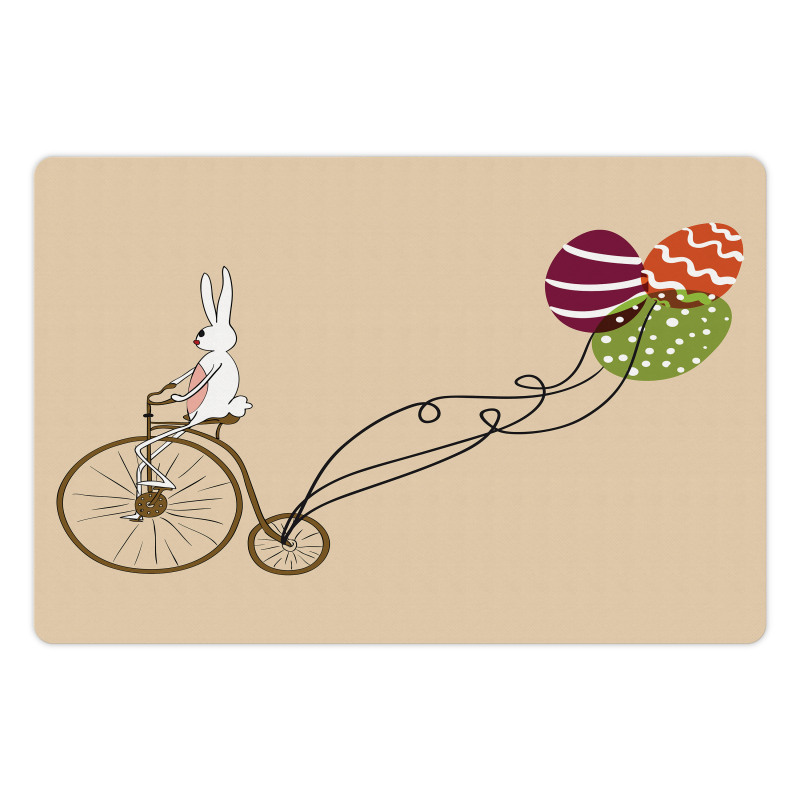 Bunny on Bike Egg Balloons Pet Mat