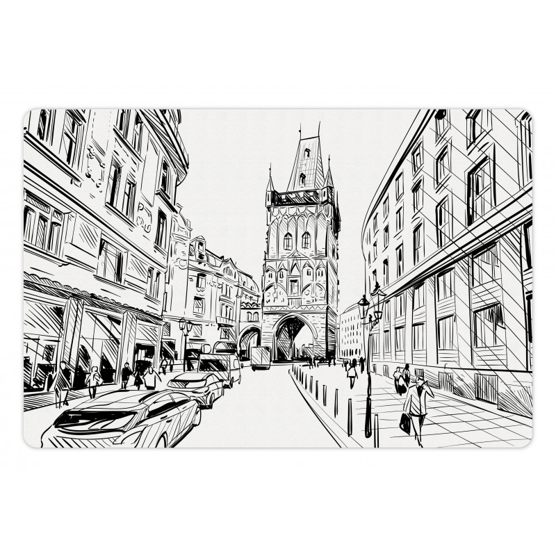 Prague City Sketch Pet Mat