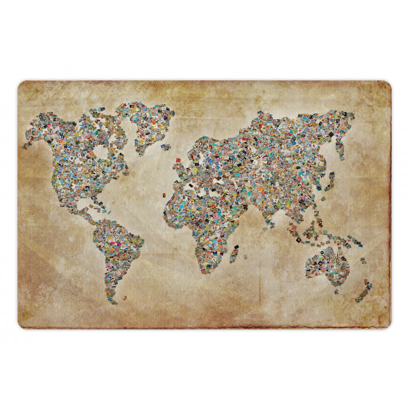 Vintage Collage World Map Pet Mat