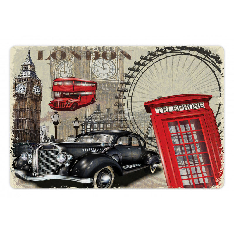 Vintage London Sign Collage Pet Mat