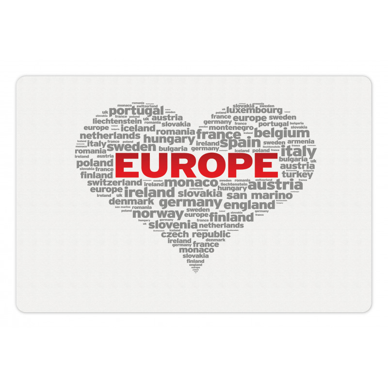 European Country Names Heart Pet Mat