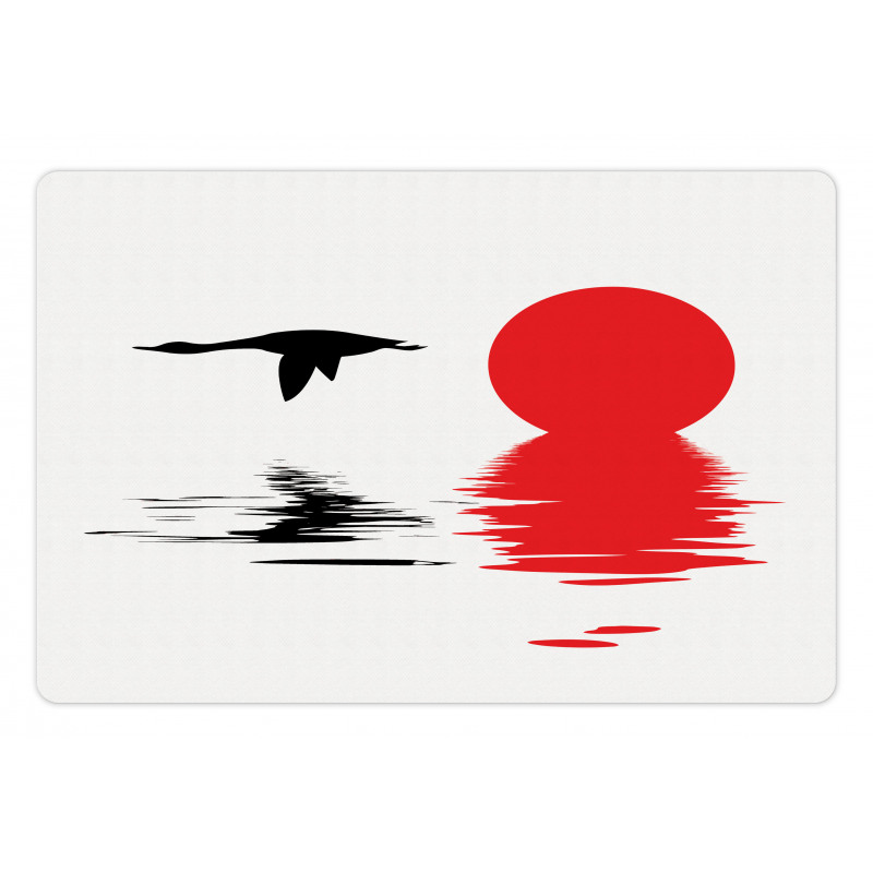 Goose Flying Alone Silhouette Pet Mat