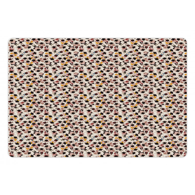 Happy Boy Girl Students Pet Mat