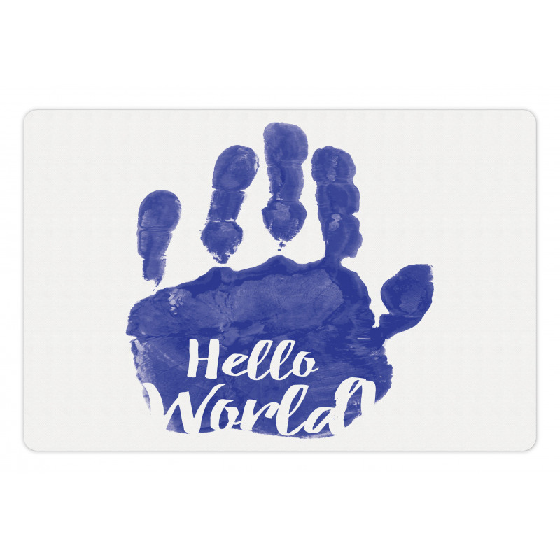 Hello World Color Hand Print Pet Mat