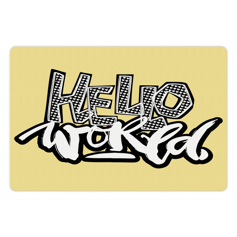 Hello World Graffiti Hearts Pet Mat