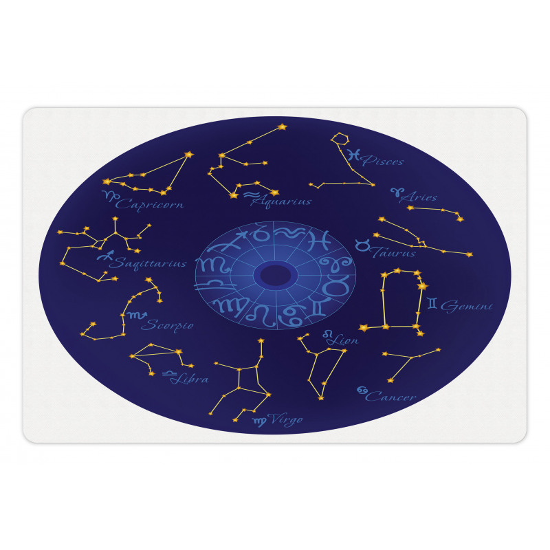 Round Shape Astrology Map Pet Mat