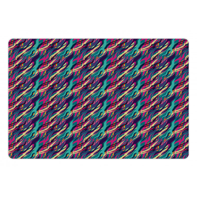 Wavy Diagonal Look Stripes Pet Mat