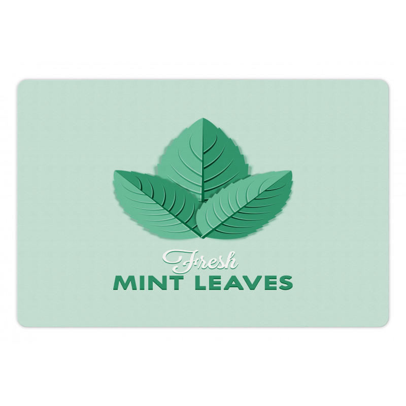 Fresh Mint Leaves Calligraphy Pet Mat