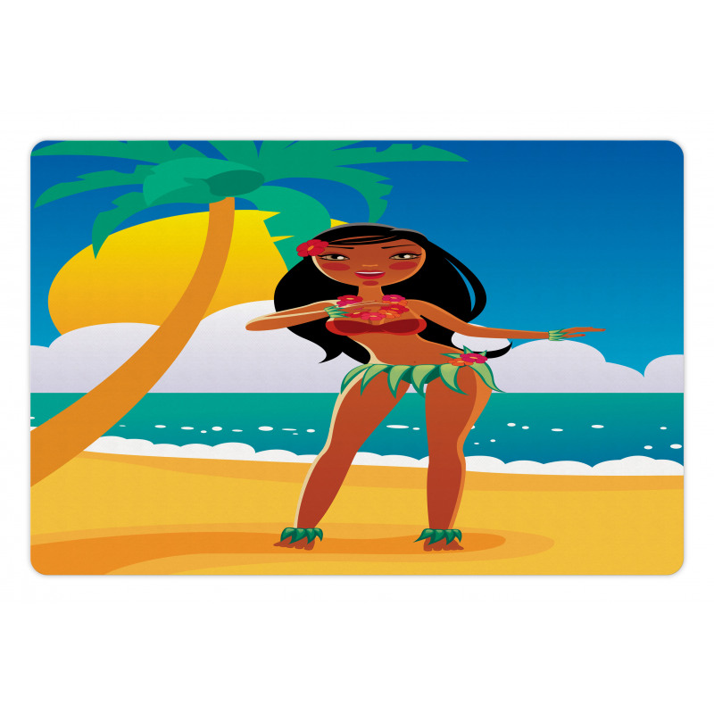 Hawaiian Woman Dancing Pet Mat