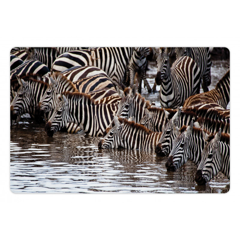 Zebra Wildebeest Herd Pet Mat