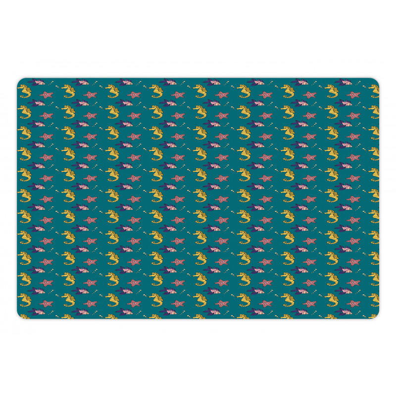 Childish Aquatic Life Art Pet Mat