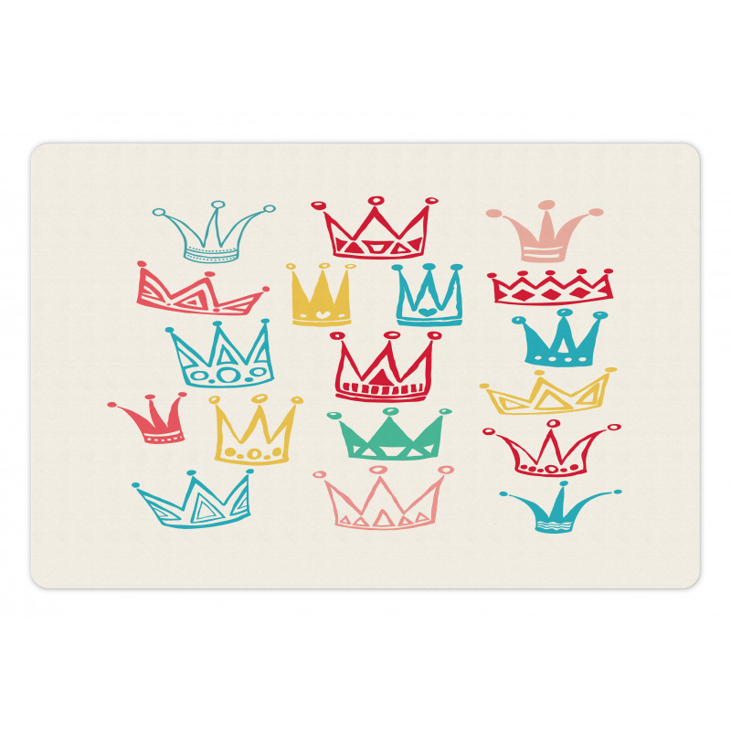 Cartoonish Colorful Crowns Pet Mat