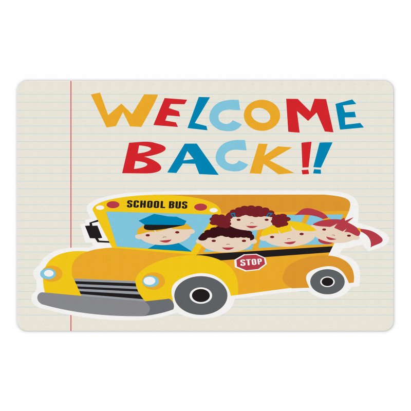 Welcome Back Typography Pet Mat