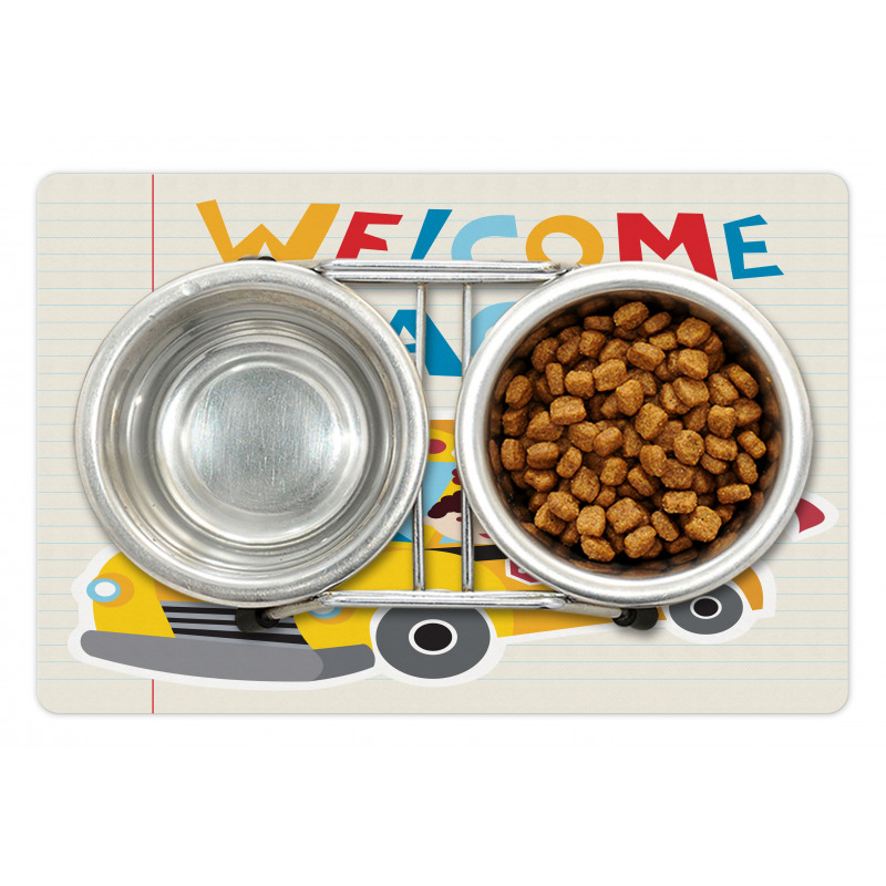 Welcome Back Typography Pet Mat