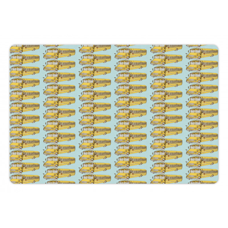 Retro School Bus Pattern Pet Mat