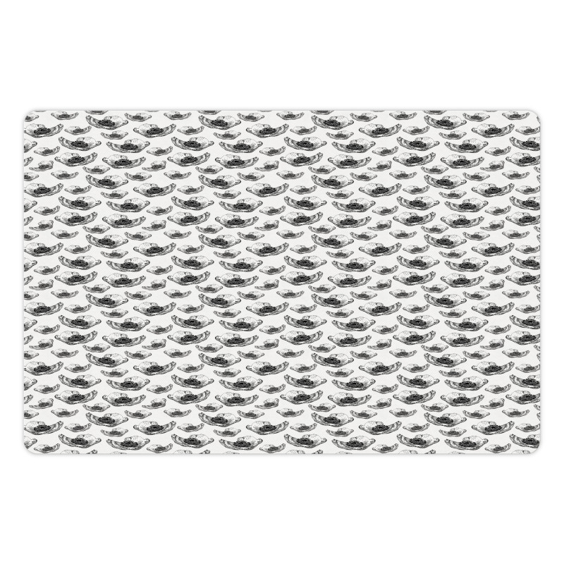 Dotwork Anemone Flowers Pet Mat