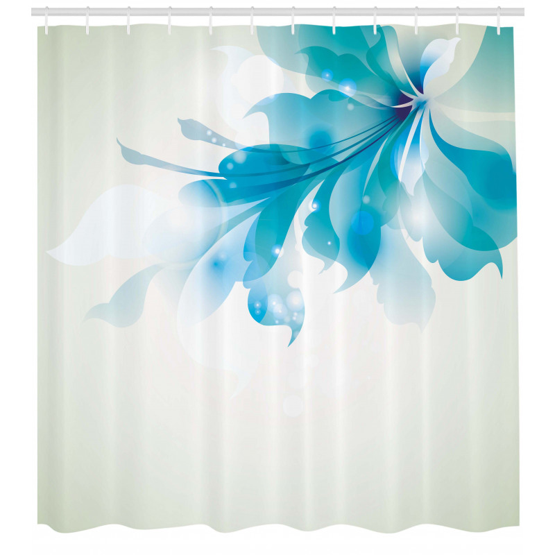 Çiçekli Duş Perdesi Beyaz Mavi Çiçek