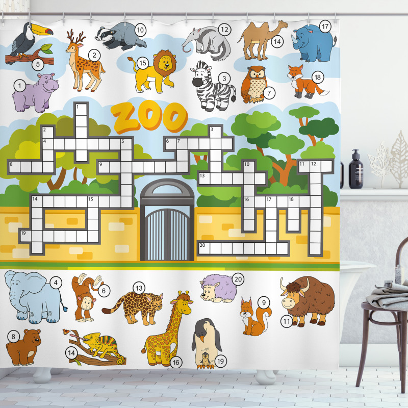 Çocuklar için Duş Perdesi Hayvanlı Puzzle
