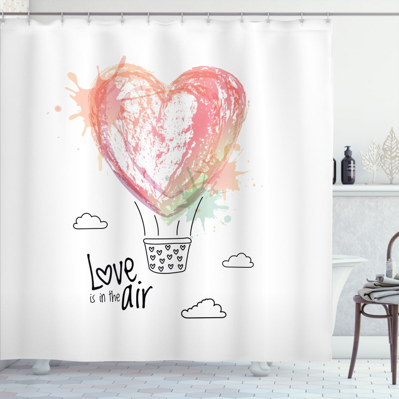 Heart Balloon Love Phrase Shower Curtain