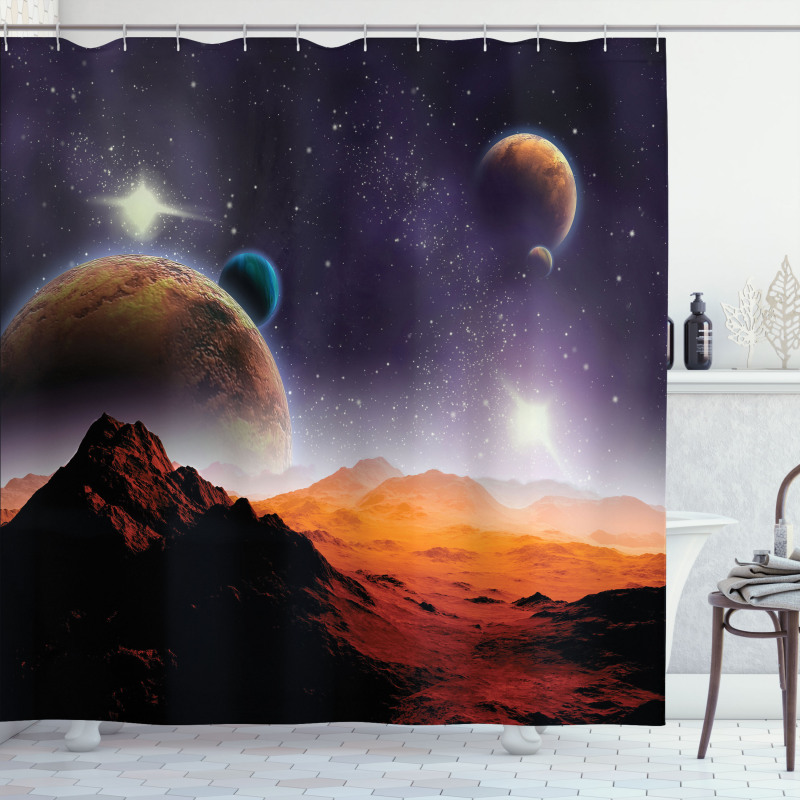 Solar Sky Orbit Comet Shower Curtain