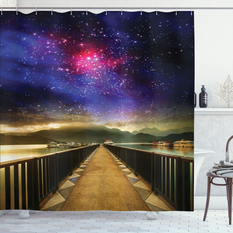 Galaxy Cosmos Bridge Shower Curtain