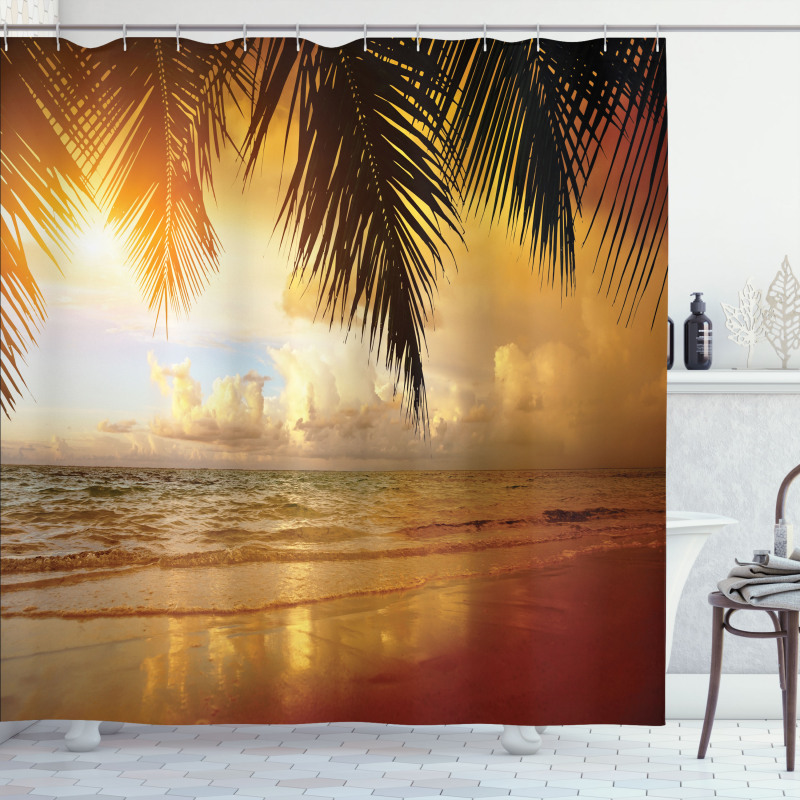 Sunset Caribbean Palms Shower Curtain