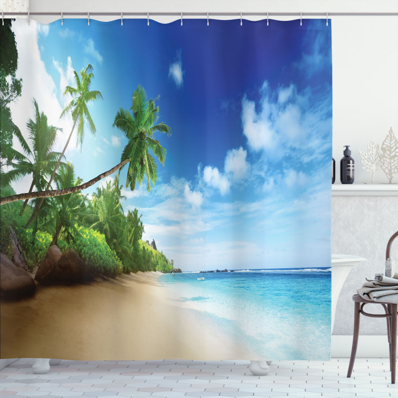 Beach Sunset and Waves Shower Curtain