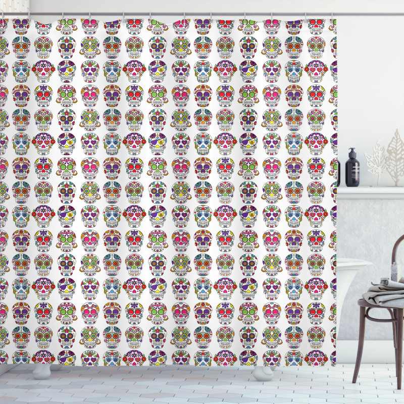 Skulls with Flowers Shower Curtain