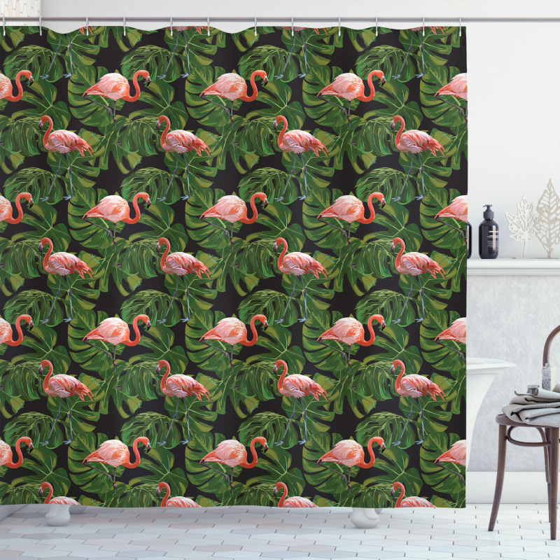 Exotic Bird and Monstera Shower Curtain