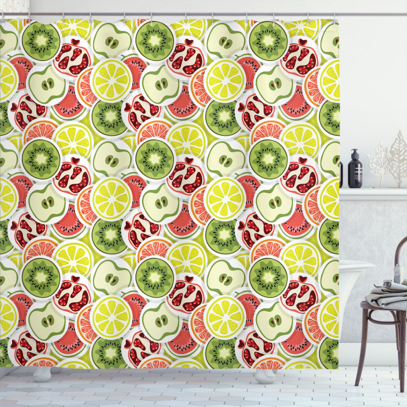 Modern Organic Food Rounds Shower Curtain