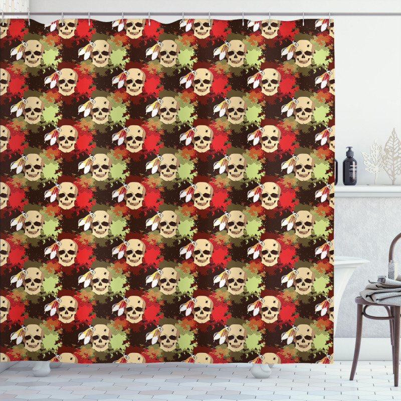 Skull Feather Pattern Shower Curtain