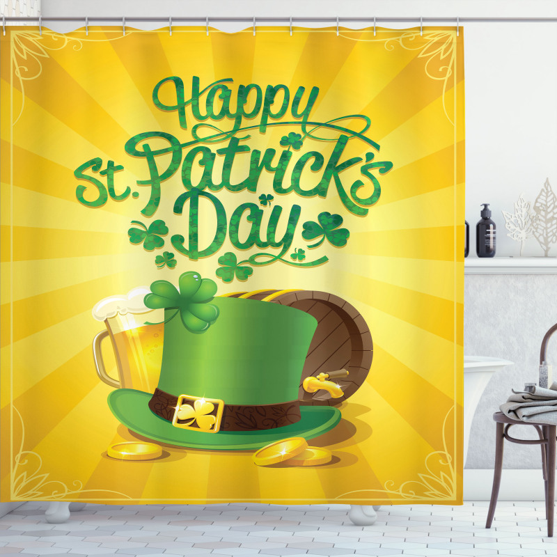 Beer Clover Leprechaun Shower Curtain