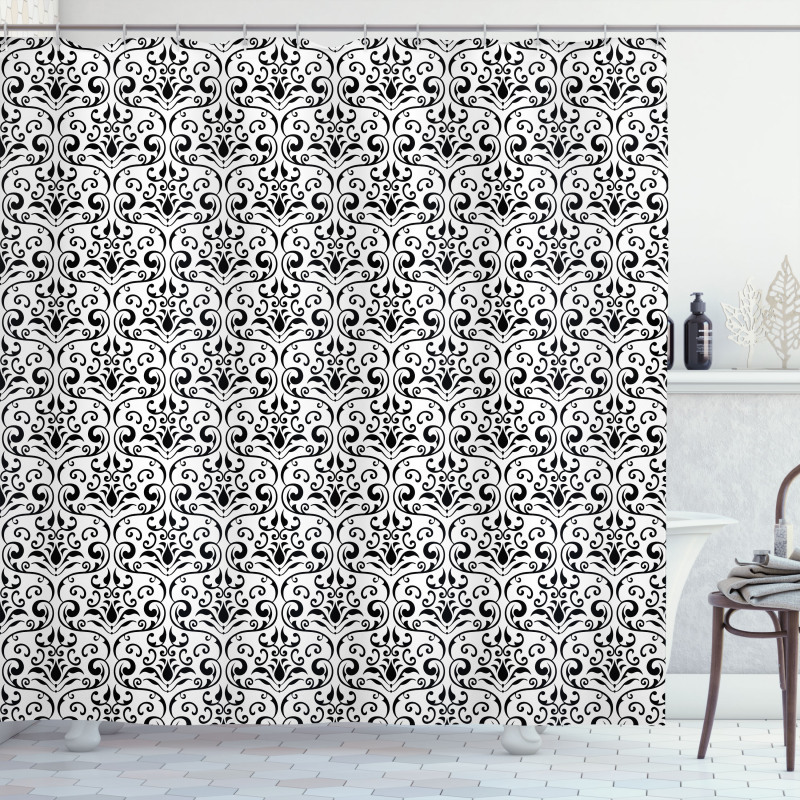 Baroque Curly Motif Shower Curtain