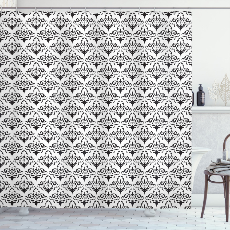 Monochrome Antique Motif Shower Curtain