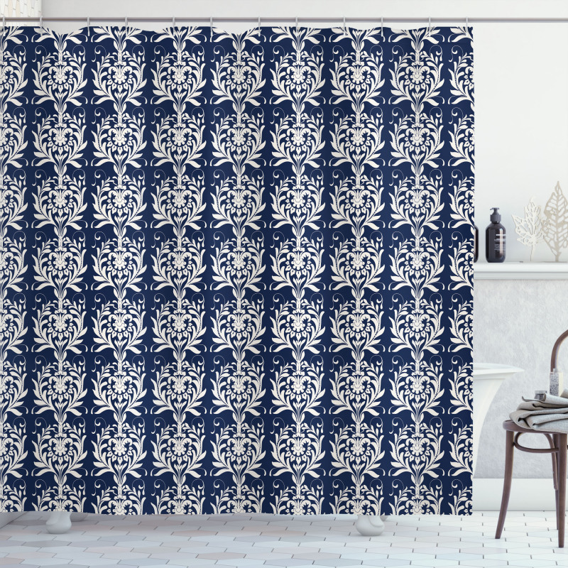 Classic Botanical Motif Shower Curtain