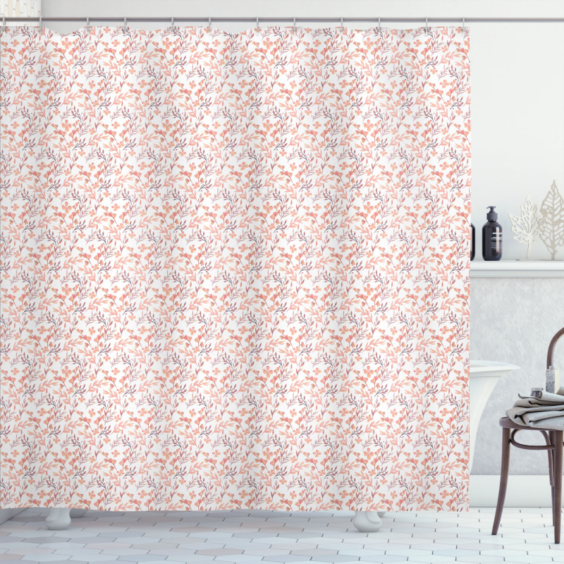 Peachy Feminine Theme Flower Shower Curtain