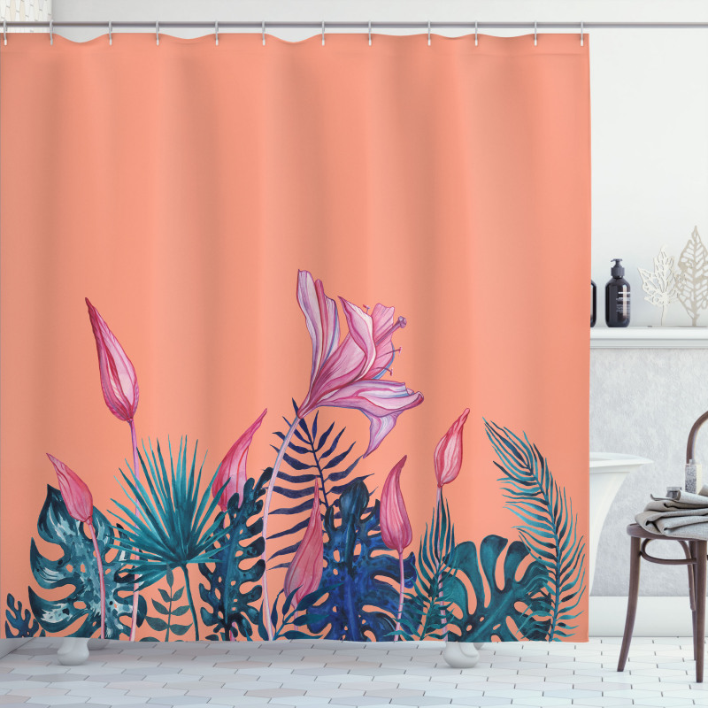 Exotic Monstera Floral Art Shower Curtain